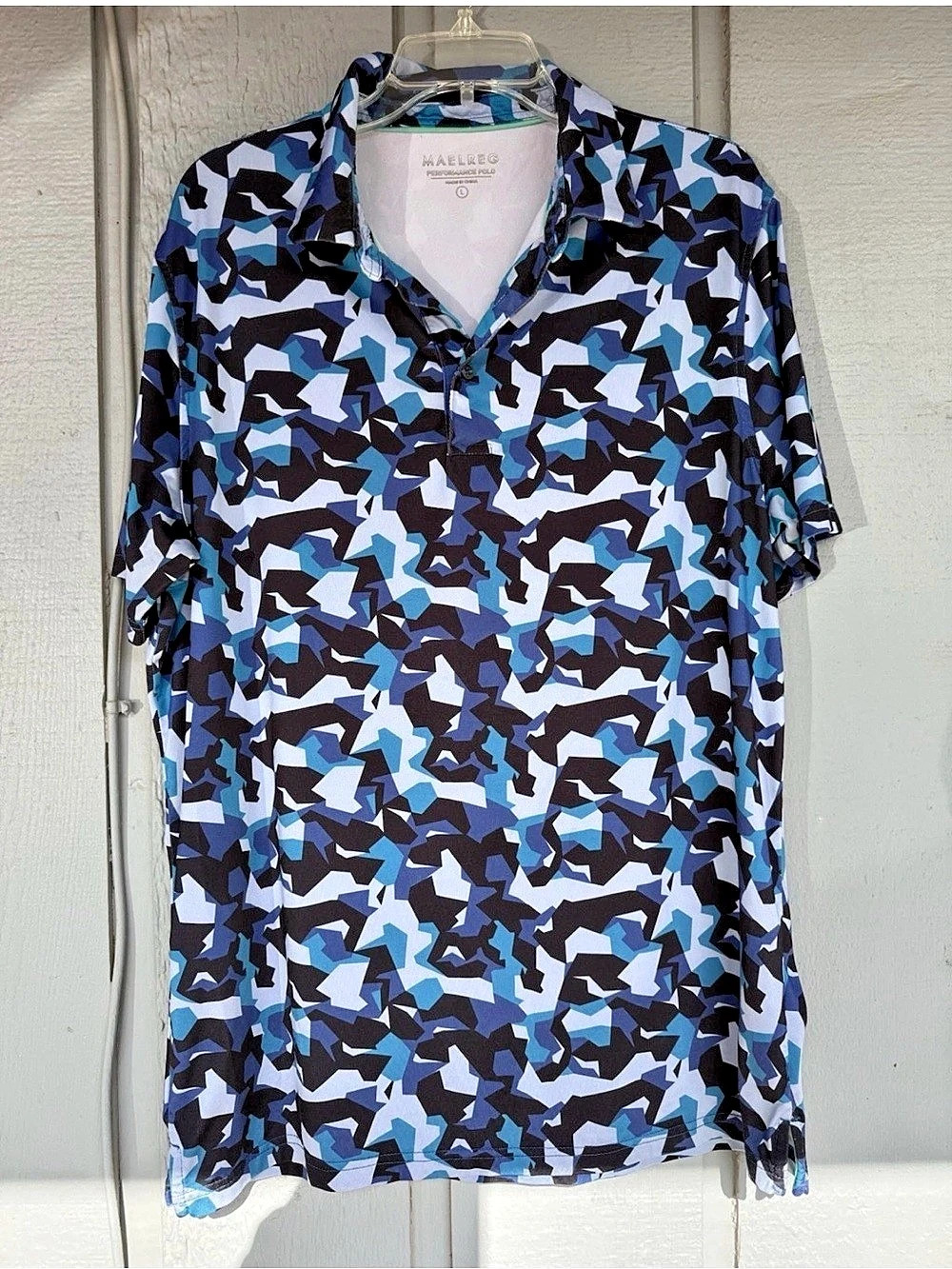 MAELREG Performance Polo Camo Polo in Blue & Black Large